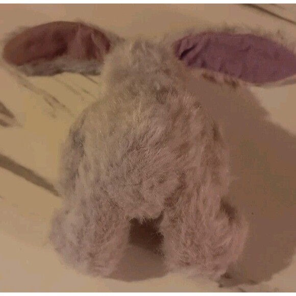 Vintage Easter Bunny Sitting Plush Lavender Purple Curduroy Feet Mini 5.5 Inches - Picture 5 of 6